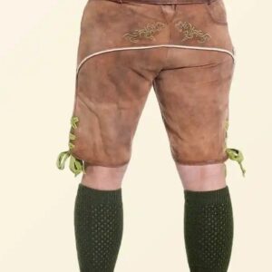 Authentic Bavarian Lederhosen with Green Deer Embroidery