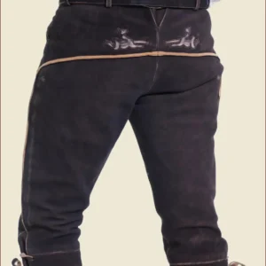 Black Traditional German Bundhosen- Long Lederhosen