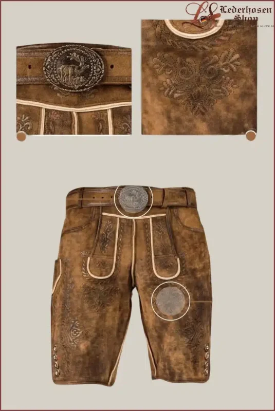 Brown Lederhosen with Refined Detailing
