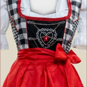 Classic Bavarian Dirndl in Black and Red