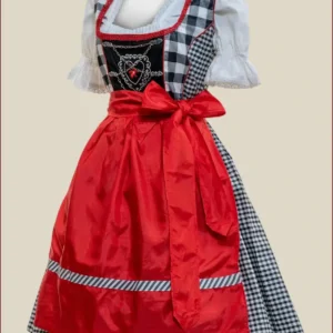 Classic Bavarian Dirndl in Black and Red
