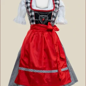 Classic Bavarian Dirndl in Black and Red