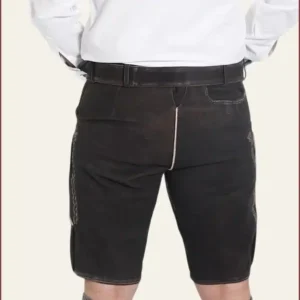 Classic Black Lederhosen with Charcoal Embroidery