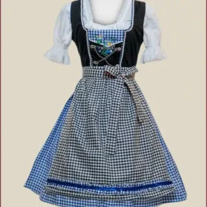 Classic Blue Checked Dirndl Dress