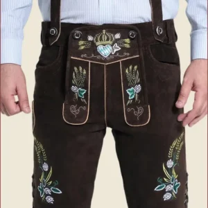 Dark Brown Bavarian Herren Lederhosen