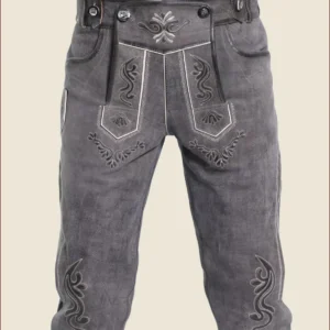 Dark Gray Trachten Bundhosen - Knee Lenght Lederhosen