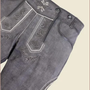 Dark Gray Trachten Bundhosen - Knee Lenght Lederhosen