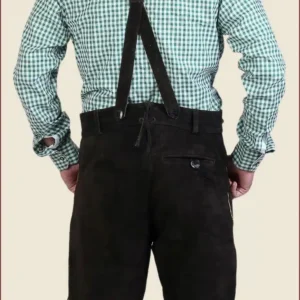 Dark Grey Embroidered Short Lederhosen