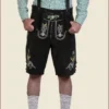 Dark Grey Embroidered Short Lederhosen