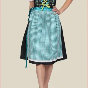 Della Blue Dirndl Dress with Reversible Apron