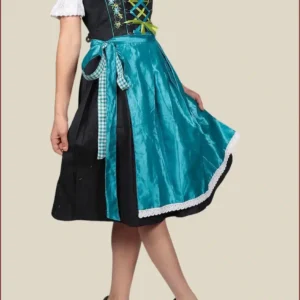 Della Blue Dirndl Dress with Reversible Apron