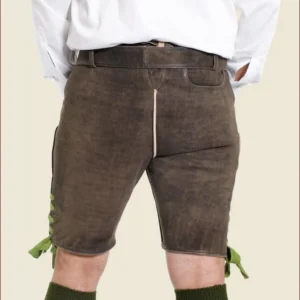 Forest Green Lederhosen with Traditional Embroidery