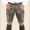 Forest Green Lederhosen with Traditional Embroidery