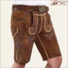 German Brown Lederhosen with Handmade Embroidery