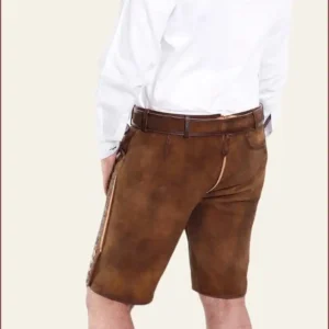German Brown Lederhosen with Handmade Embroidery