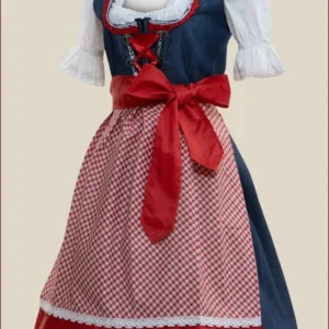 German Denim Red Dirndl Midi Dress