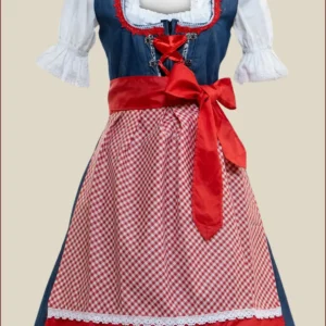 German Denim Red Dirndl Midi Dress