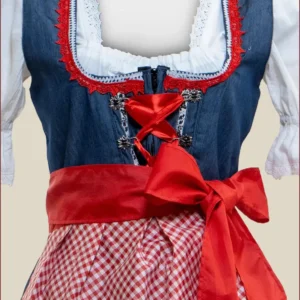 German Denim Red Dirndl Midi Dress
