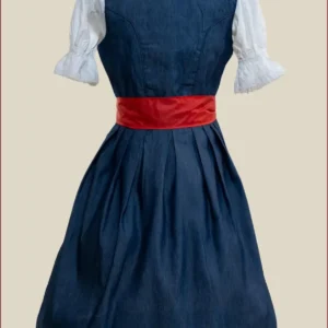 German Denim Red Dirndl Midi Dress