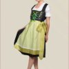 Green German Dirndl Dress with Reversible Apron