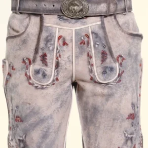 Grey Vintage Lederhosen Men Traditional Lederhosen for Sale 2