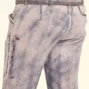 Grey Vintage Lederhosen Men Traditional Lederhosen for Sale 3
