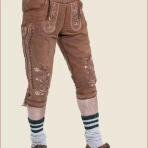Knee-Length Traditional Bundhosen in Dark Brown