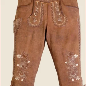Knee-Length Traditional Bundhosen in Dark Brown