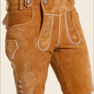 Natural Brown Men German Lederhosen