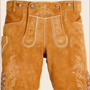 Natural Brown Men German Lederhosen