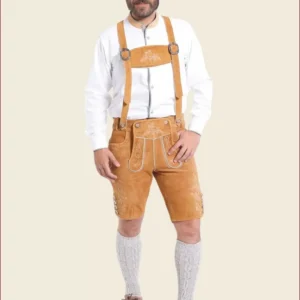 Natural Brown Men German Lederhosen