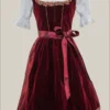 Opulent Velvet Maroon Midi Dirndl