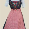 Black and Red Dirndl Dress with Dual-Sided Apron