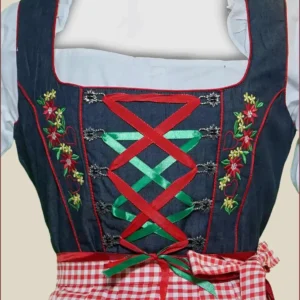 Black and Red Dirndl Dress with Dual-Sided Apron