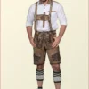 Shaded Brown Trachten Lederhosen with Deer Embroidery