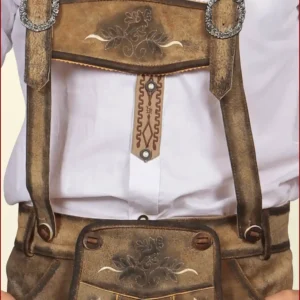 Shaded Brown Trachten Lederhosen with Deer Embroidery
