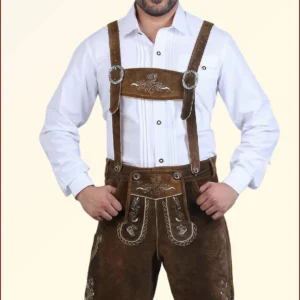 Staggering Brown Short Plattler Lederhosen Men