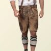Traditional Trachten Lederhosen Short in Shaded Brown