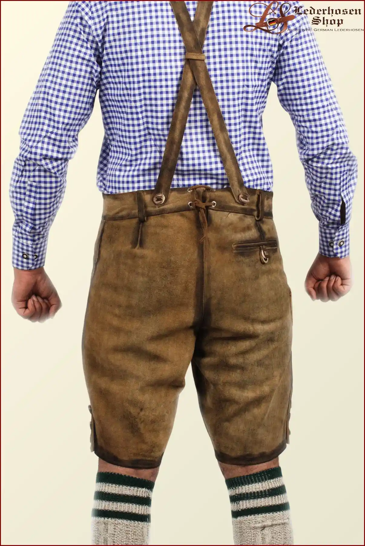 Traditional Trachten Lederhosen Short in Shaded Brown - Image 2