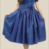 Velvet Bodice Blue Midi Dirndl Dress
