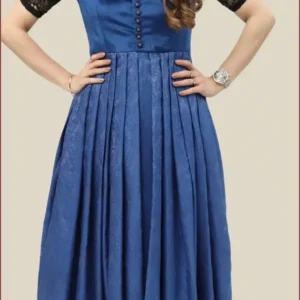 Velvet Bodice Blue Midi Dirndl Dress